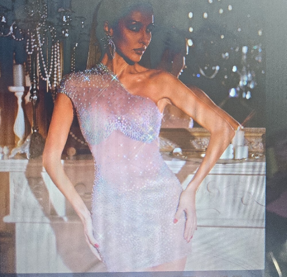 NWT Mew MewsMeghyn One-Shoulder Rhinestone Mini Dress - Picture 7 of 9